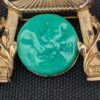 Marvella Japanese Pagoda Jade Gold Tone Brooch Costume Jewelry Unsigned Faux