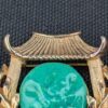Marvella Japanese Pagoda Jade Gold Tone Brooch Costume Jewelry Unsigned Faux