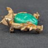 Marvella Japanese Pagoda Jade Gold Tone Brooch Costume Jewelry Unsigned Faux