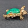Marvella Japanese Pagoda Jade Gold Tone Brooch Costume Jewelry Unsigned Faux