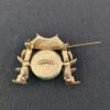 Marvella Japanese Pagoda Jade Gold Tone Brooch Costume Jewelry Unsigned Faux