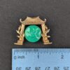 Marvella Japanese Pagoda Jade Gold Tone Brooch Costume Jewelry Unsigned Faux