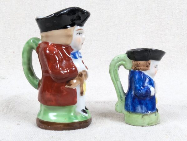 Occupied Japan Toby Jugs Set 2 Miniature Vintage Hand-Painted Ceramic Creamers