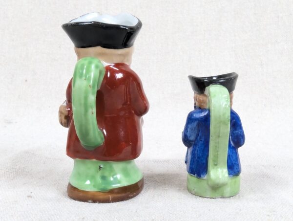 Occupied Japan Toby Jugs Set 2 Miniature Vintage Hand-Painted Ceramic Creamers
