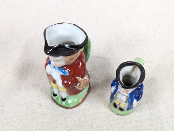 Occupied Japan Toby Jugs Set 2 Miniature Vintage Hand-Painted Ceramic Creamers