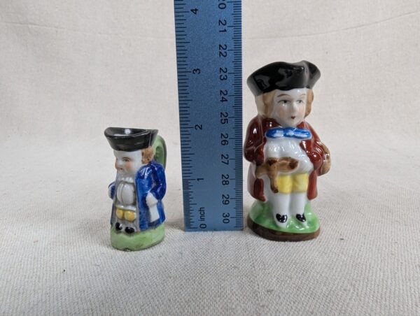 Occupied Japan Toby Jugs Set 2 Miniature Vintage Hand-Painted Ceramic Creamers