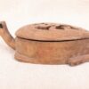 Hand-Carved Wooden Turtle Box Hinged Pierced Lid Trinket Holder Mid-Century S...