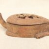 Hand-Carved Wooden Turtle Box Hinged Pierced Lid Trinket Holder Mid-Century S...