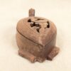 Hand-Carved Wooden Turtle Box Hinged Pierced Lid Trinket Holder Mid-Century S...