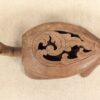 Hand-Carved Wooden Turtle Box Hinged Pierced Lid Trinket Holder Mid-Century S...