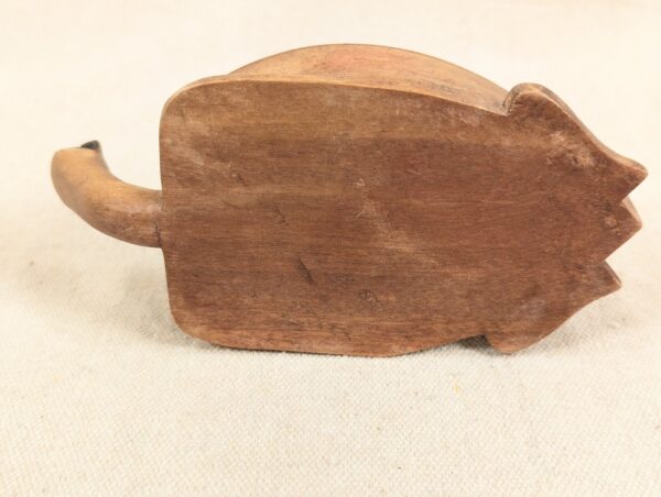Hand-Carved Wooden Turtle Box Hinged Pierced Lid Trinket Holder Mid-Century S...