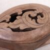 Hand-Carved Wooden Turtle Box Hinged Pierced Lid Trinket Holder Mid-Century S...
