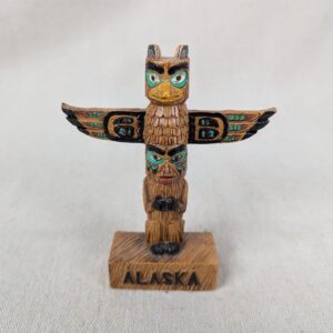 Vintage Alaska Souvenir Totem Pole Figurine Resin Hand Painted 4 Inch Tall Good