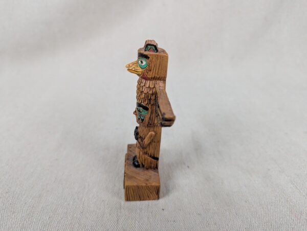Vintage Alaska Souvenir Totem Pole Figurine Resin Hand Painted 4 Inch Tall Good