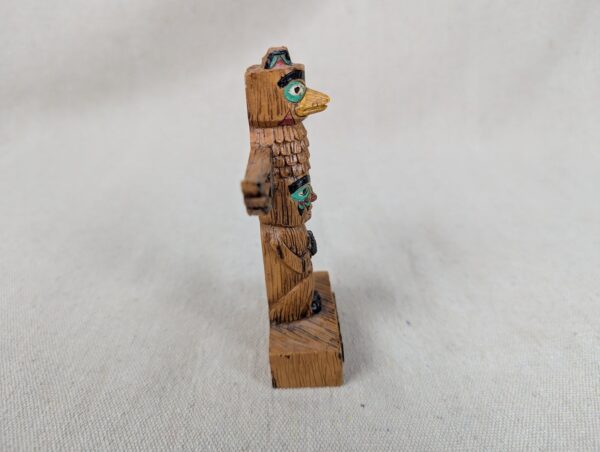 Vintage Alaska Souvenir Totem Pole Figurine Resin Hand Painted 4 Inch Tall Good