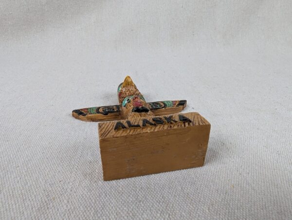 Vintage Alaska Souvenir Totem Pole Figurine Resin Hand Painted 4 Inch Tall Good