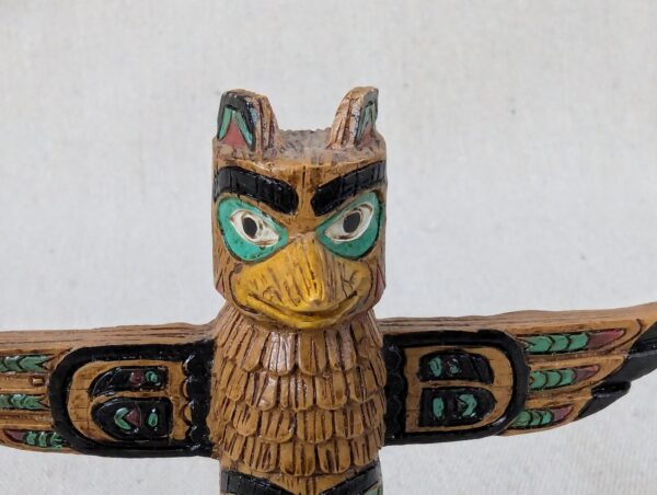 Vintage Alaska Souvenir Totem Pole Figurine Resin Hand Painted 4 Inch Tall Good