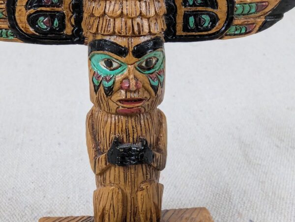 Vintage Alaska Souvenir Totem Pole Figurine Resin Hand Painted 4 Inch Tall Good
