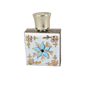 Cloisonne Perfume Bottle Enameled Floral Design Gold-Tone Finish 1960s-80s Era