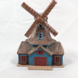 Ceramic Christmas Village Windmill House Illuminated Snowflake Decoration 8 Inch