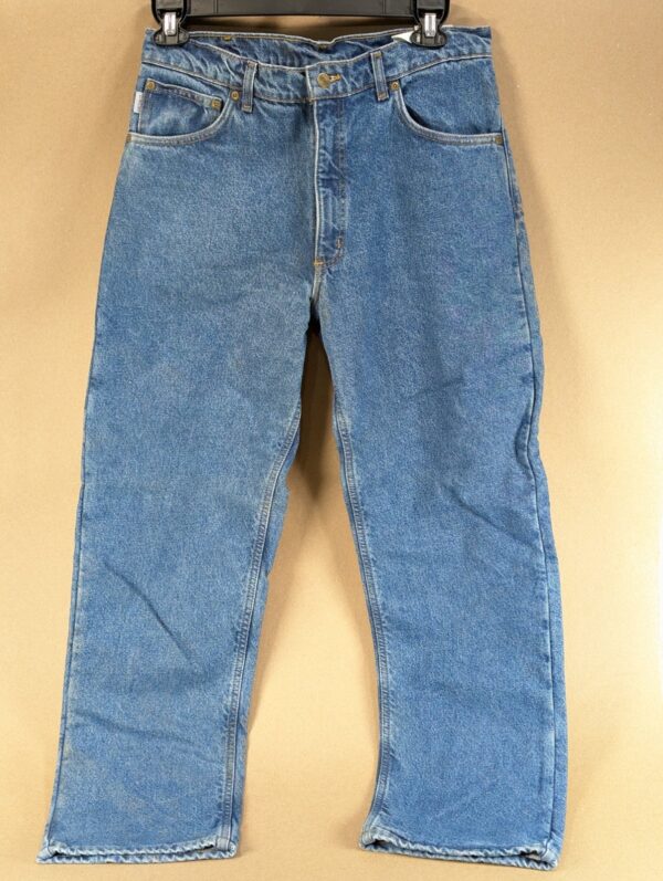 Carhartt B21DST Flannel Lined Denim Jeans Men's Blue Relaxed Fit Straight Leg...