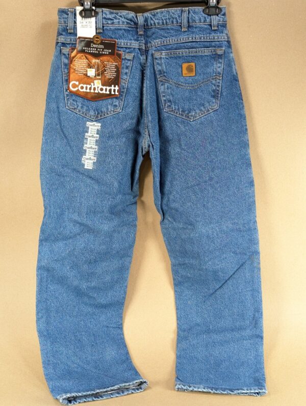 Carhartt B21DST Flannel Lined Denim Jeans Men's Blue Relaxed Fit Straight Leg...