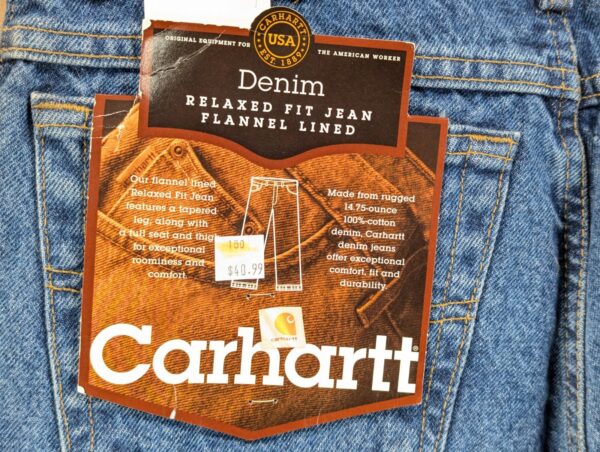 Carhartt B21DST Flannel Lined Denim Jeans Men's Blue Relaxed Fit Straight Leg...