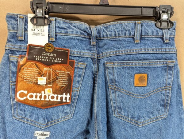 Carhartt B21DST Flannel Lined Denim Jeans Men's Blue Relaxed Fit Straight Leg...