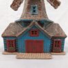 Ceramic Christmas Village Windmill House Illuminated Snowflake Decoration 8 Inch