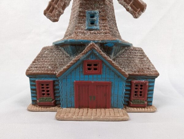 Ceramic Christmas Village Windmill House Illuminated Snowflake Decoration 8 Inch