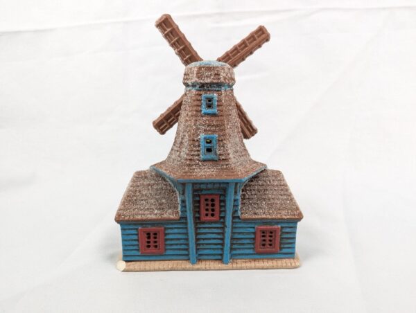 Ceramic Christmas Village Windmill House Illuminated Snowflake Decoration 8 Inch