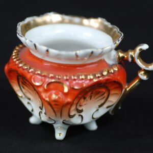 Antique Nippon Style Cream Pitcher Early 20th Century Orange Gold Wishbone Ha...