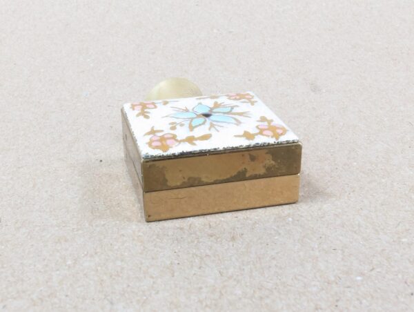Cloisonne Perfume Bottle Enameled Floral Design Gold-Tone Finish 1960s-80s Era