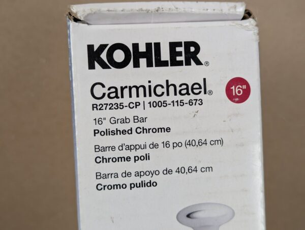 Kohler Carmichael 16-Inch Grab Bar Polished Chrome Model R27235-CP New In Box