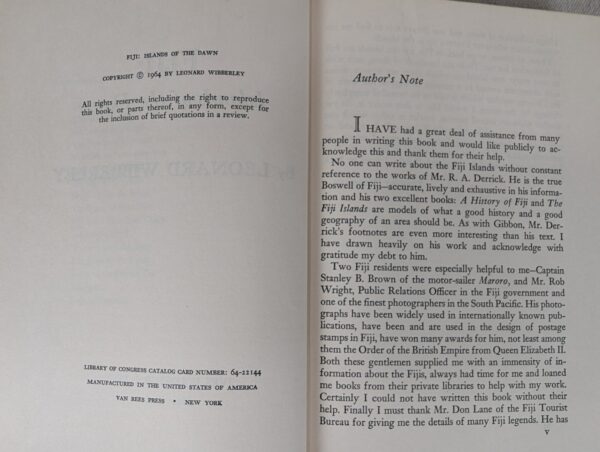 Fiji: Islands of the Dawn Leonard Wibberley 1st Edition Hardcover 1964