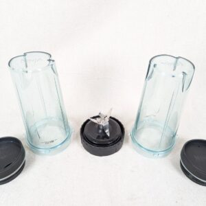 Ninja Blender Replacement Single Serve Set of 2 Cups & Lids 1 Extractor Blade