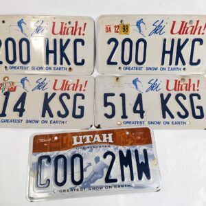Lot of 5 Authentic Utah License Plates Ski Utah & Life Elevated Wall Decor Group