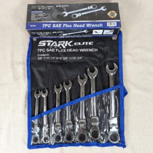 Stark Elite 7-Piece SAE Flex-Head Ratcheting Wrench Set Model 18704 New Condi...