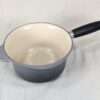 10-3114.jpg Vintage Le Creuset Enameled Cast Iron Saucepan 18cm Gray Cream Handle France ...