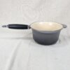 10-3116.jpg Vintage Le Creuset Enameled Cast Iron Saucepan 18cm Gray Cream Handle France ...