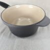 10-3117.jpg Vintage Le Creuset Enameled Cast Iron Saucepan 18cm Gray Cream Handle France ...