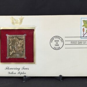 1998 Postal Commemorative Society First Day Cover 22kt Gold Plated Yellow Poplar