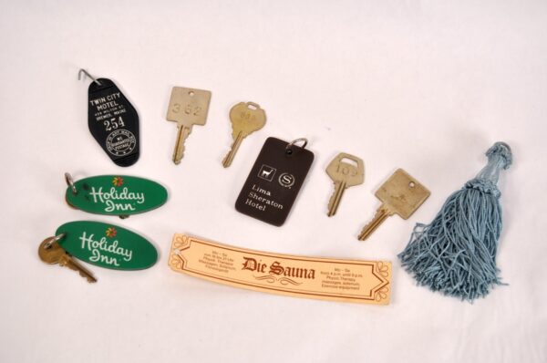 Vintage Hotel Key Collection Plastic Fobs Brass Keys Holiday Inn Lima Sheraton