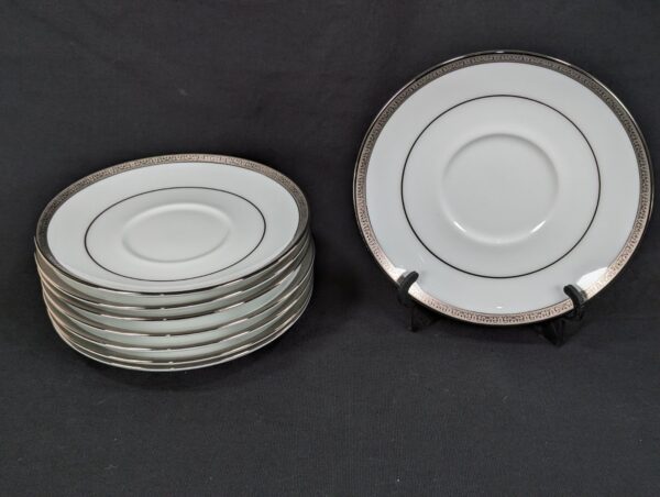 Charter Club Grand Buffet Saucers White Porcelain Platinum Rim Single Or Set