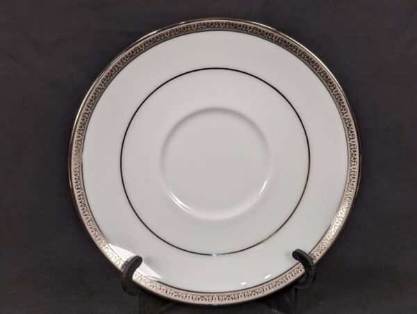 Charter Club Grand Buffet Saucers White Porcelain Platinum Rim Single Or Set