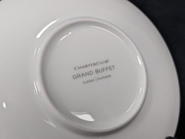 Charter Club Grand Buffet Saucers White Porcelain Platinum Rim Single Or Set