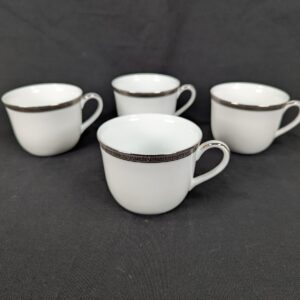 Charter Club Grand Buffet Teacups Platinum Pattern White Porcelain Single or Set