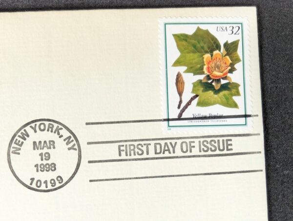10-322.jpg 1998 Postal Commemorative Society First Day Cover 22kt Gold Plated Yellow Poplar