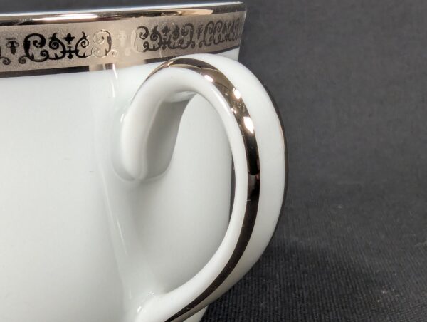 Charter Club Grand Buffet Teacups Platinum Pattern White Porcelain Single or Set