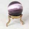 Vintage Purple Obsidian Glass Sphere on Three-Legged Brass Tripod Stand Decor